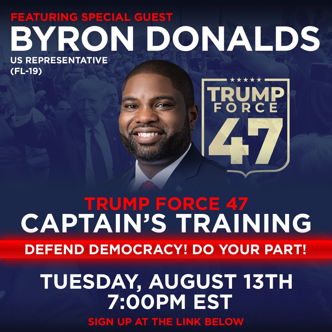 Image of Rep. Byron Donalds regarding Trump Force 47 training in PA.