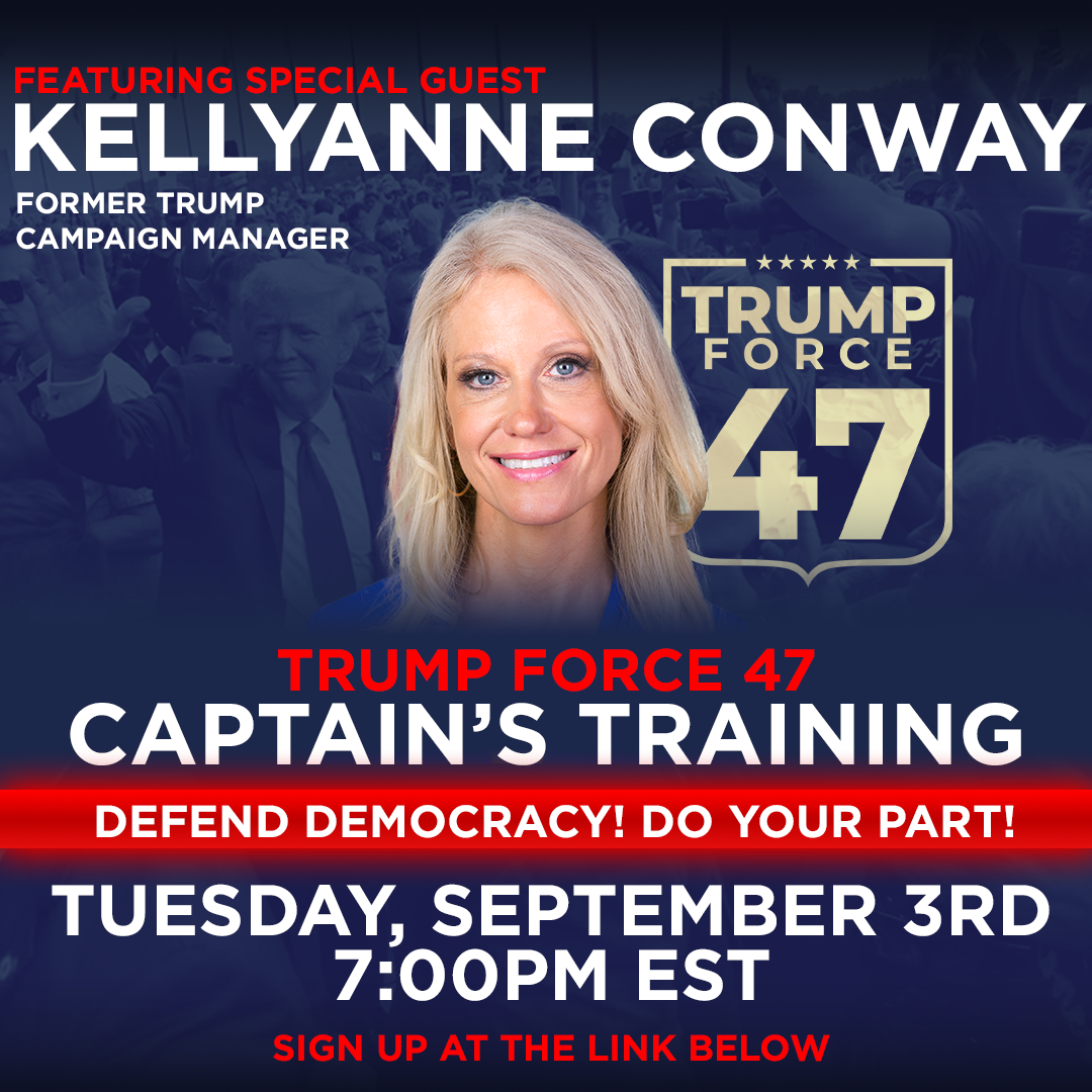 An image containing details for the Trump Force 47 Virtual Training.