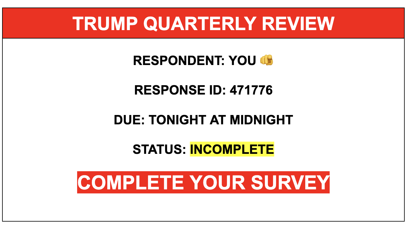 COMPLETE YOUR SURVEY! >